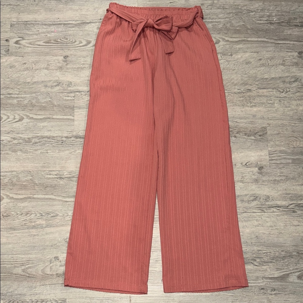 SHEIN Wide-Leg Paperbag Pants in Dusty Rose